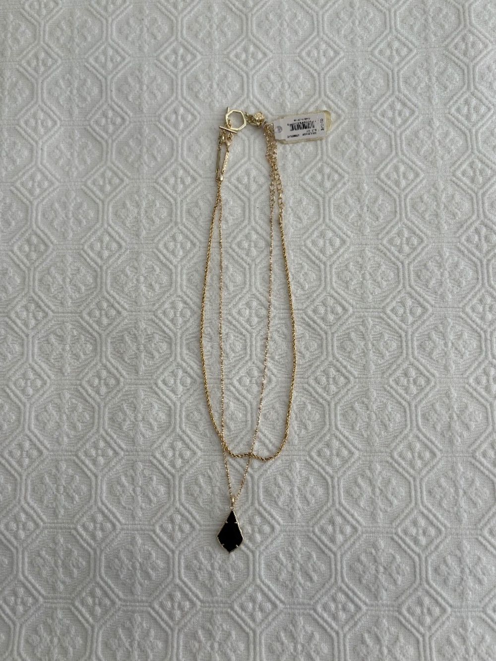 Kendra Scott Alex Convertible Necklace Gold Black Faceted Pendant NWT